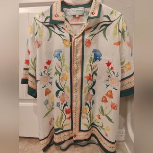 CASABLANCA MENS L'ARCHE FLEURIE CUBAN COLLAR SHIRT XL